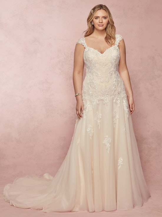 Desi (Curve) (CRV-9RN005ZU) Plus Size Corset Back Tulle Wedding Dress by Rebecca Ingram