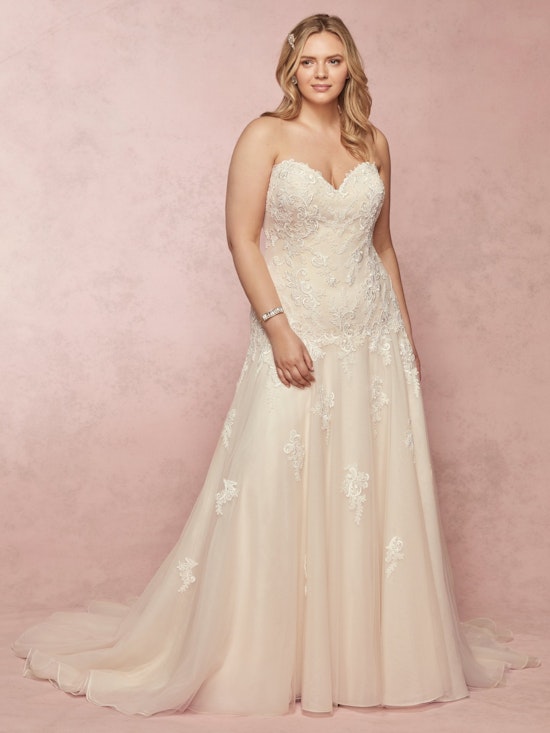 Desi (Curve) (CRV-9RN005ZU) Plus Size Corset Back Tulle Wedding Dress by Rebecca Ingram