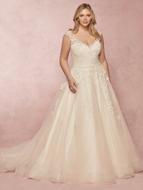 Macey Lynette (Curve) (CRV-9RC003AC) Plus Size A Line Wedding Dress by Rebecca Ingram