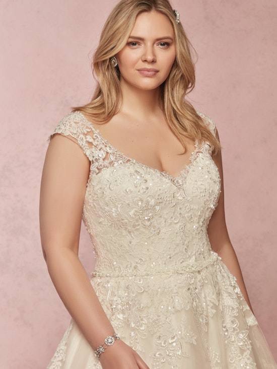 Macey Lynette (Curve) (CRV-9RC003AC) Plus Size A Line Wedding Dress by Rebecca Ingram