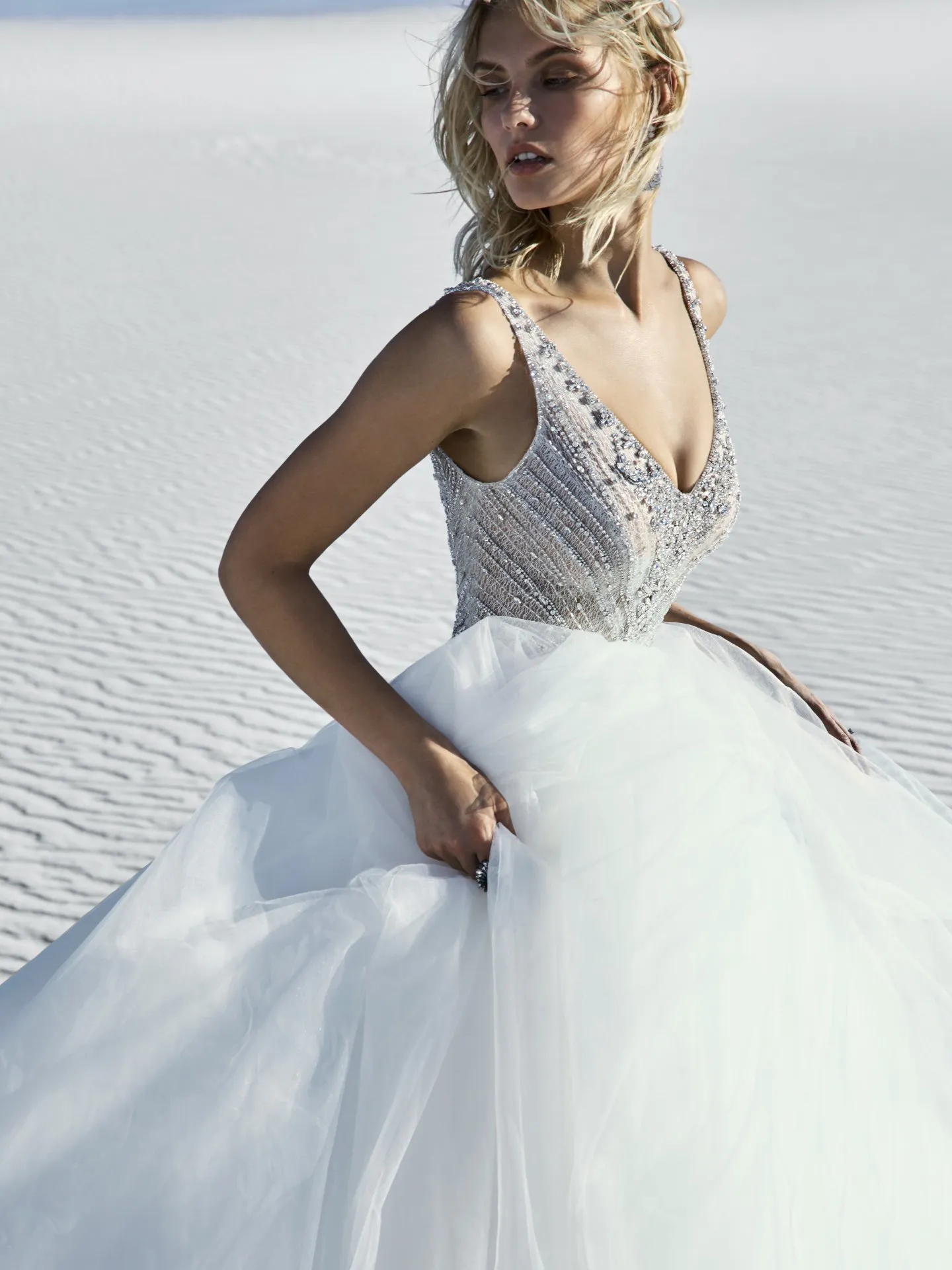 Bardot  Unique Beaded and Tulle Wedding Dress by Sottero and Midgley