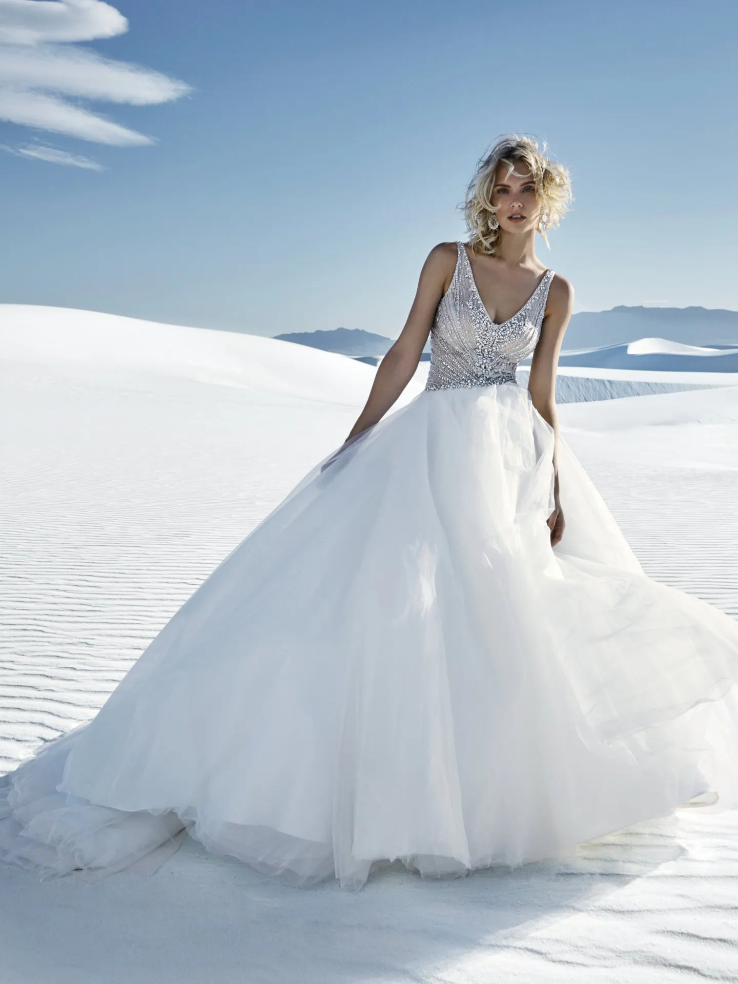 Bardot  Unique Beaded and Tulle Wedding Dress by Sottero and Midgley