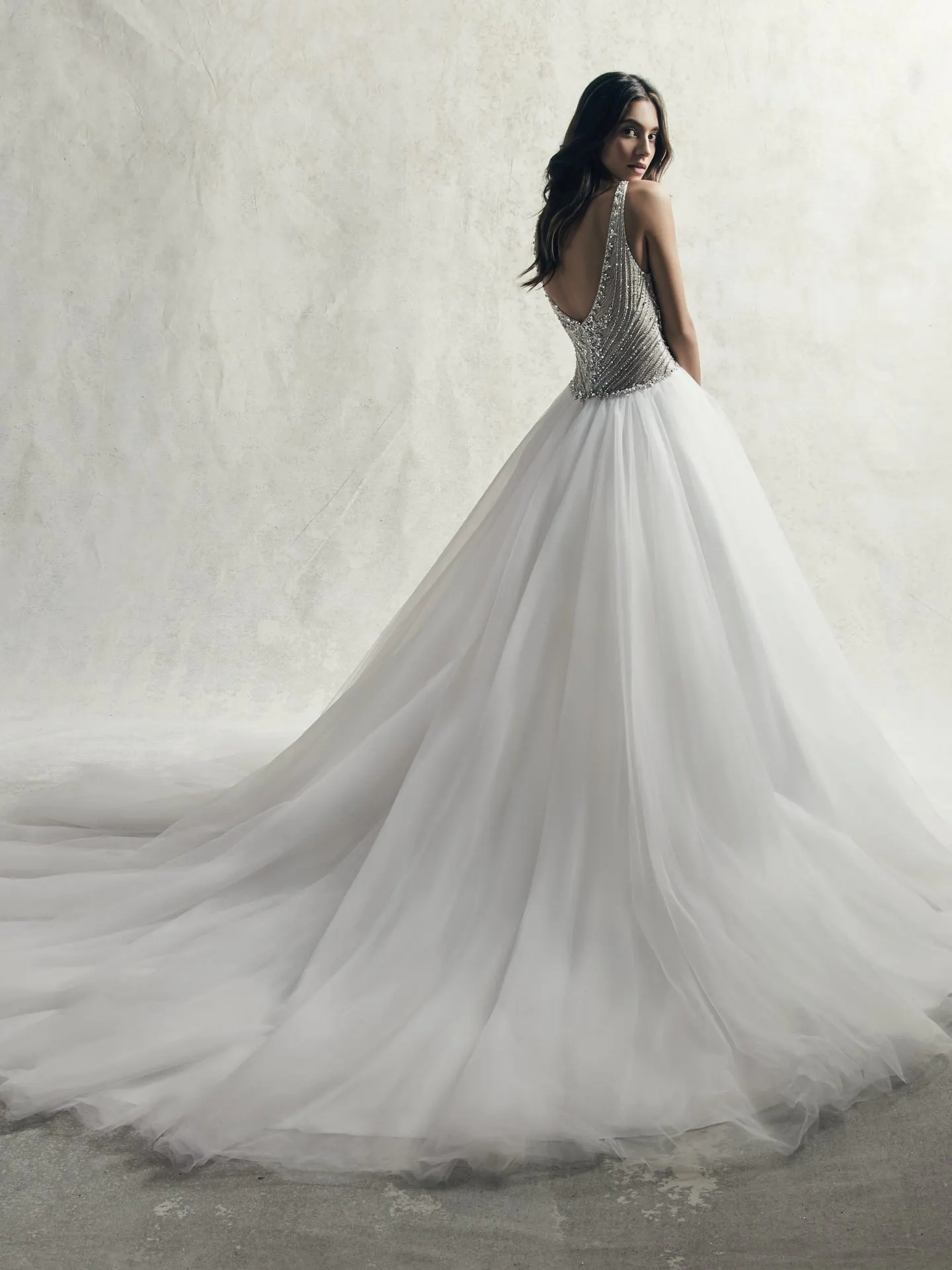 Bardot  Unique Beaded and Tulle Wedding Dress by Sottero and Midgley