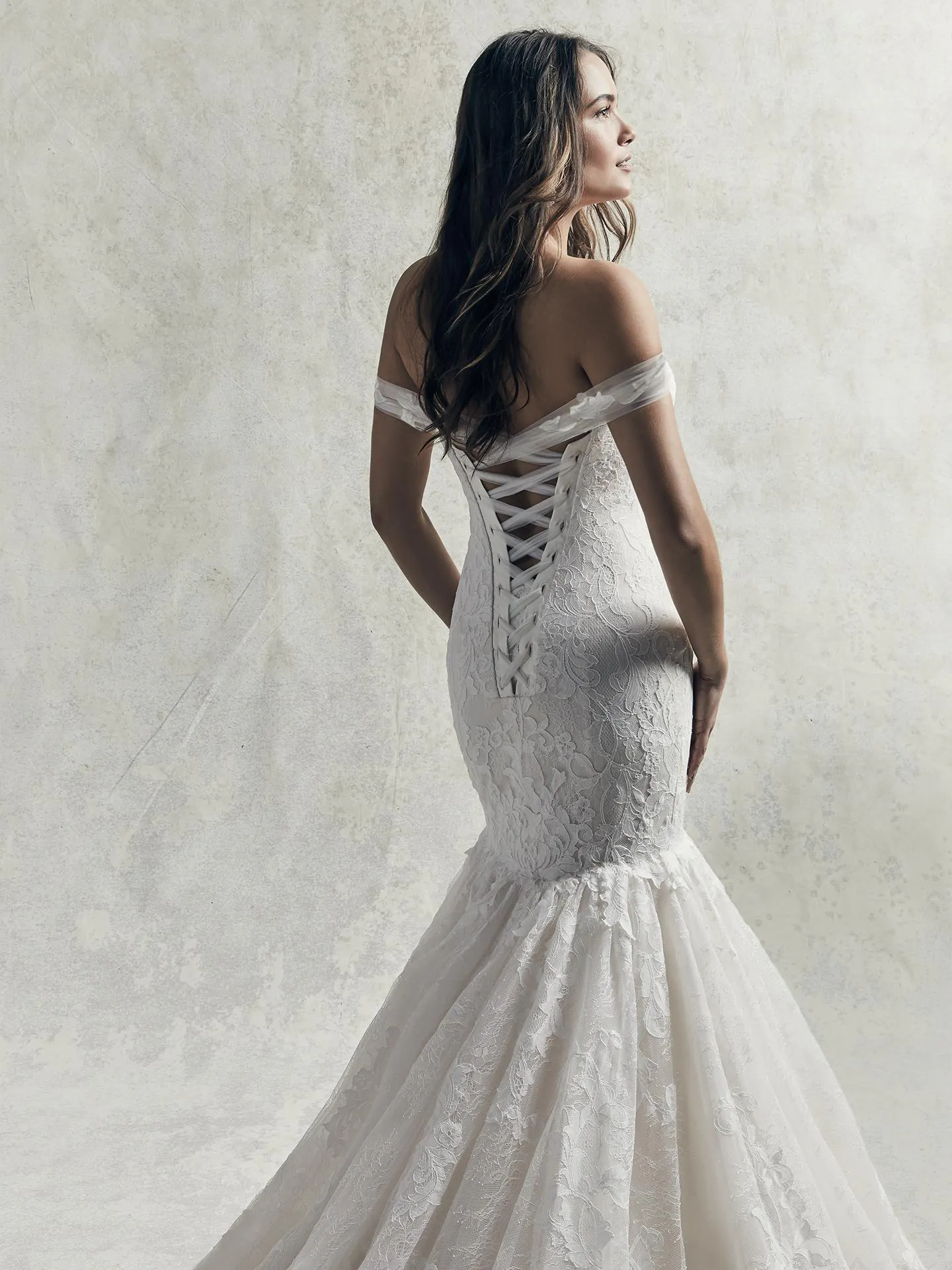 Brodie  Off the Shoulder Lace Fit and Flare Wedding Dress by Sottero and Midgley