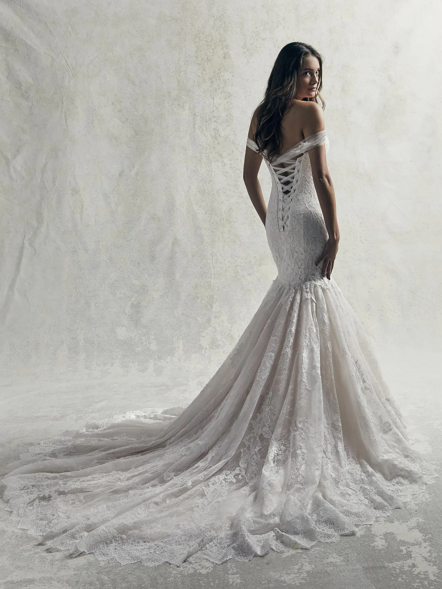 Brodie  Off the Shoulder Lace Fit and Flare Wedding Dress by Sottero and Midgley