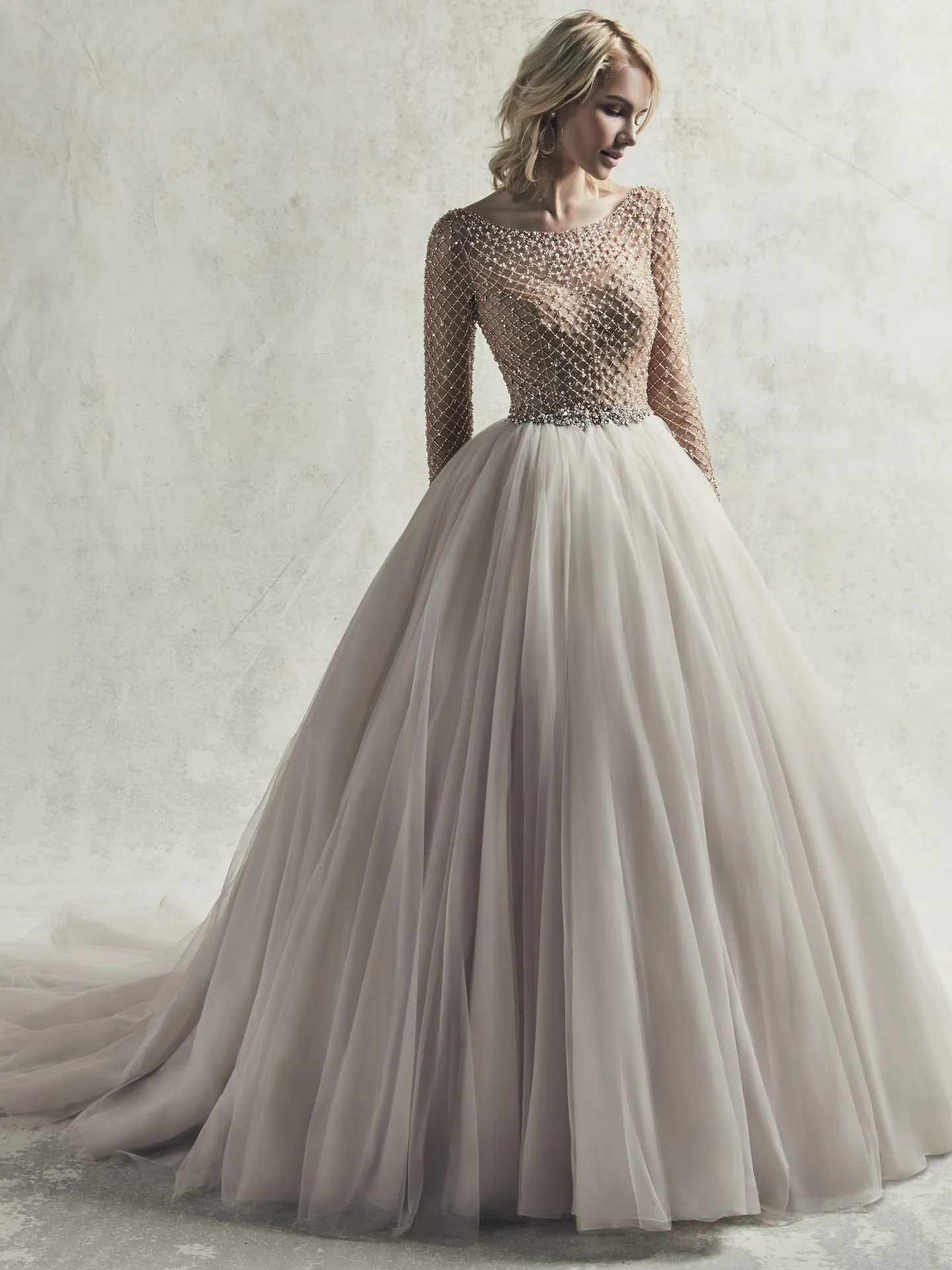 Fitzgerald  Beaded Long Sleeve Ballgown Wedding Dress by Sottero and Midgley