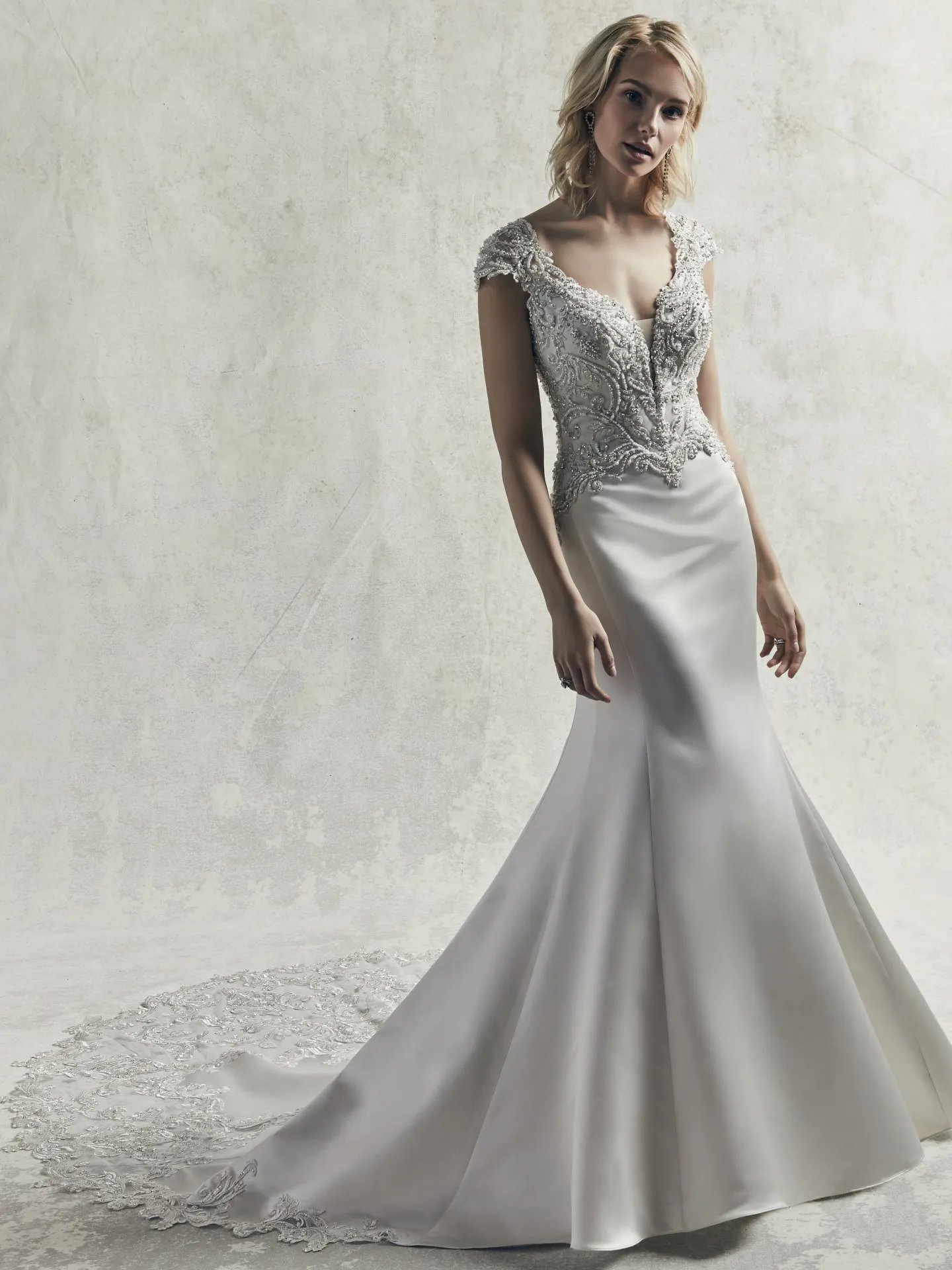 Gibson  Beaded Lace and Satin Fit and Flare Wedding Dress by Sottero and Midgley