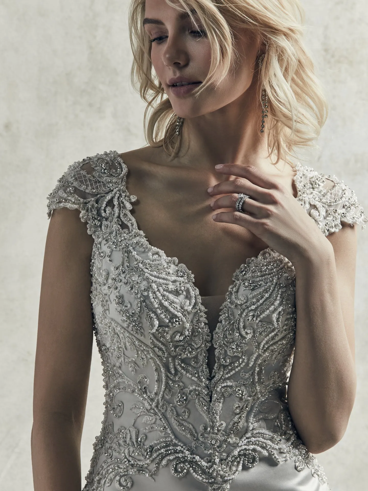 Gibson  Beaded Lace and Satin Fit and Flare Wedding Dress by Sottero and Midgley