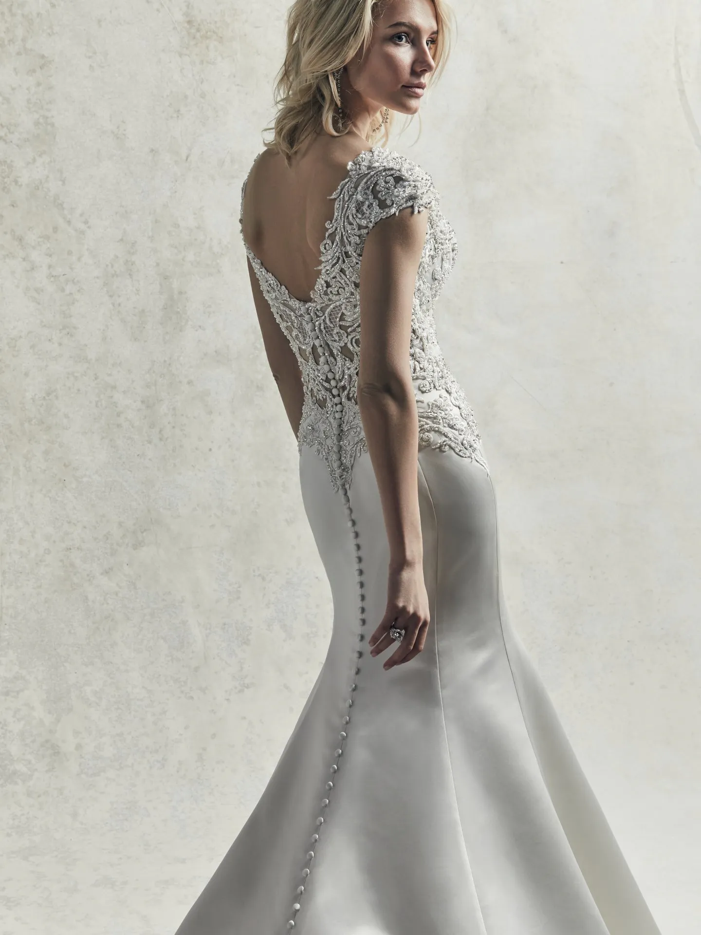 Gibson  Beaded Lace and Satin Fit and Flare Wedding Dress by Sottero and Midgley