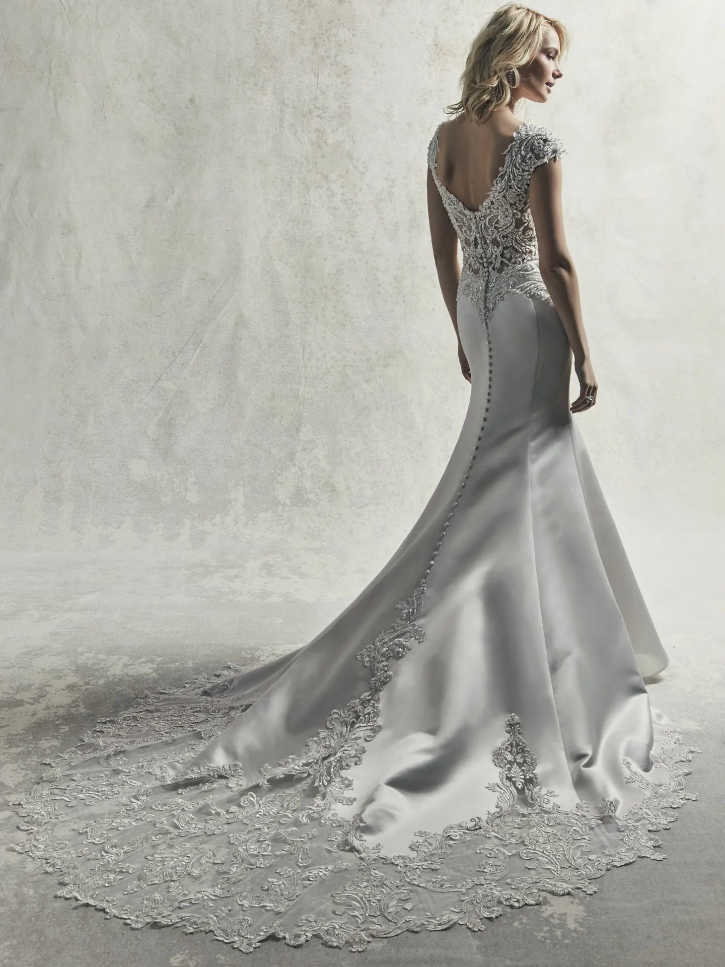 Gibson  Beaded Lace and Satin Fit and Flare Wedding Dress by Sottero and Midgley