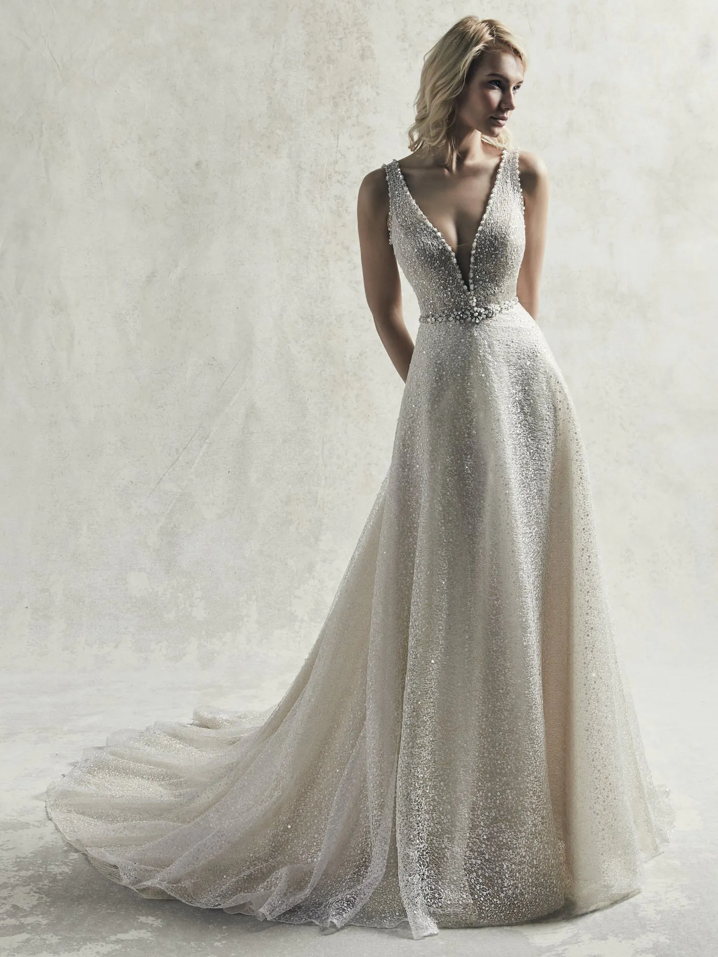 Jarret  Unique Sequin Tulle Wedding Dress by Sottero and Midgley