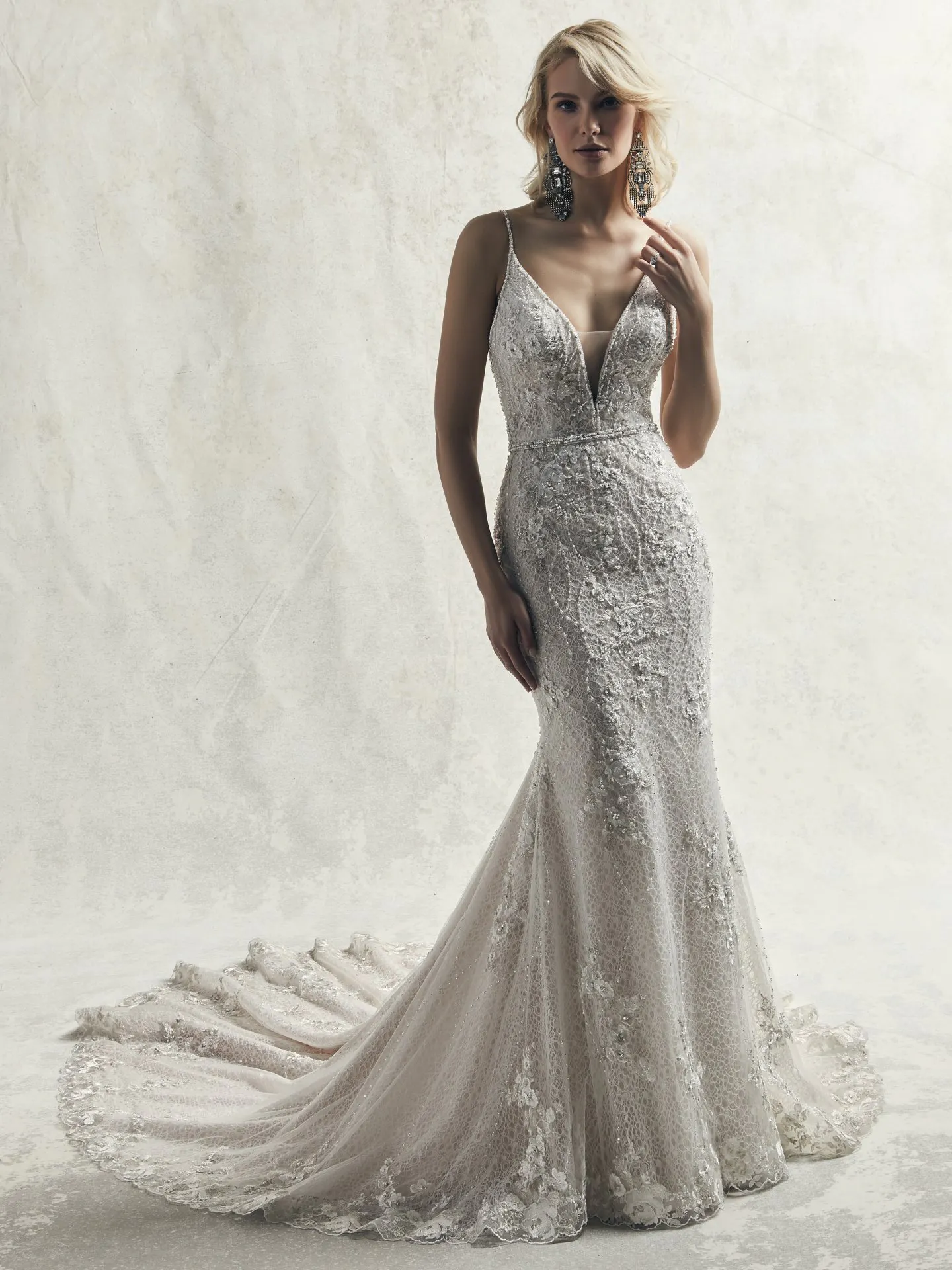 Maddox  Unique Beaded Fit and Flare Wedding Dress by Sottero and Midgley