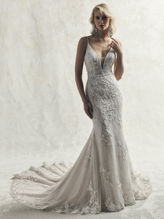 Maddox (9ST083) Unique Beaded Fit and Flare Wedding Dress by Sottero and Midgley