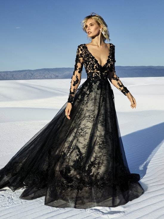 Looking For Inspiration Pics -- Black Lace Wedding Gown with Sleeves 2