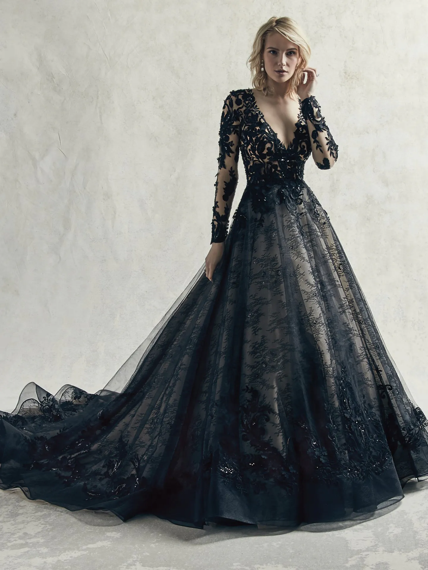 black long sleeve wedding dress Ball Gown | Sottero and Midgley Electra Maxi Dress Red womens fake fur jacket Size:0P Formal Wedding