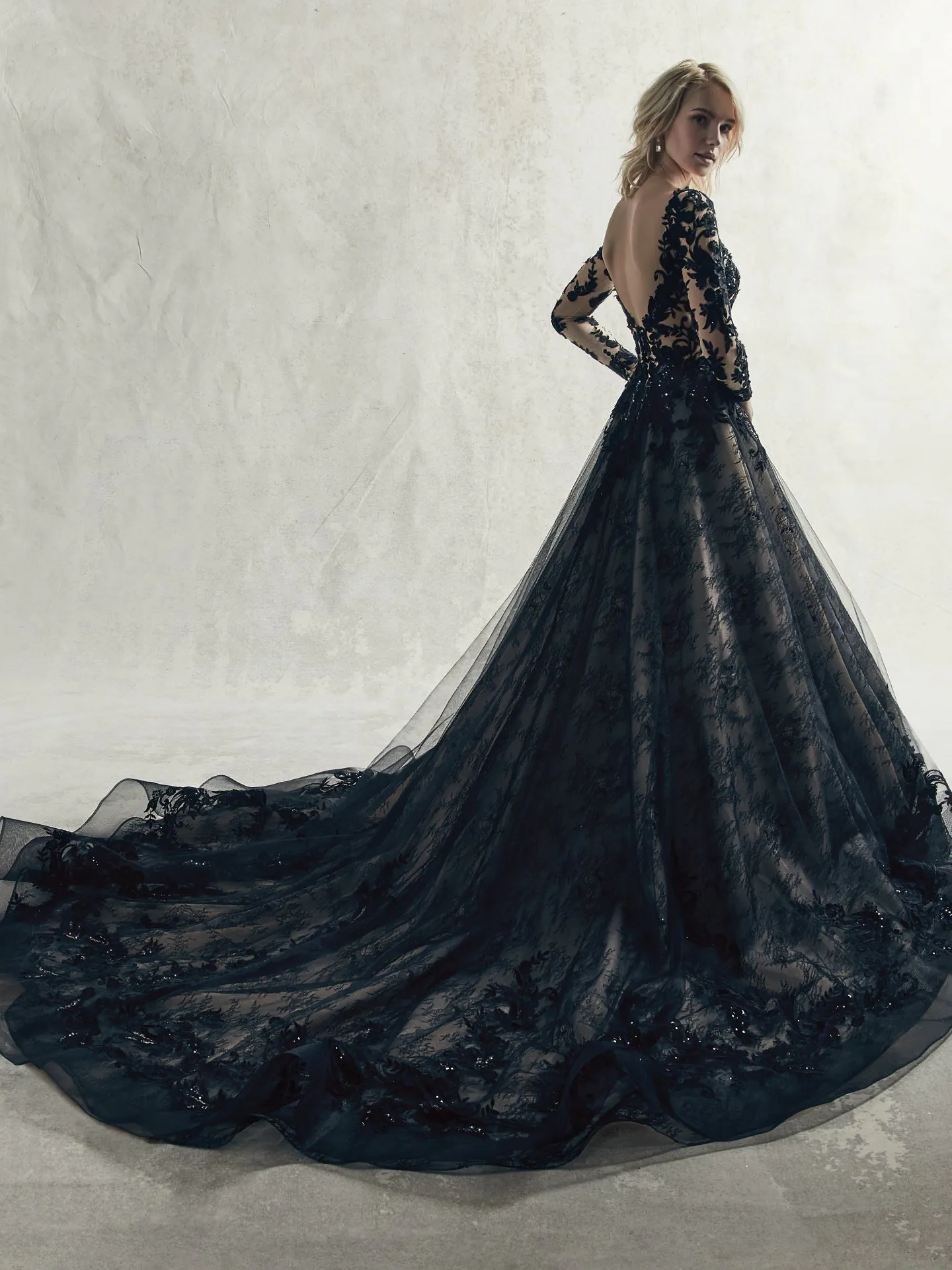 Zander Black Long Sleeve Wedding Dress by Sottero and Midgley