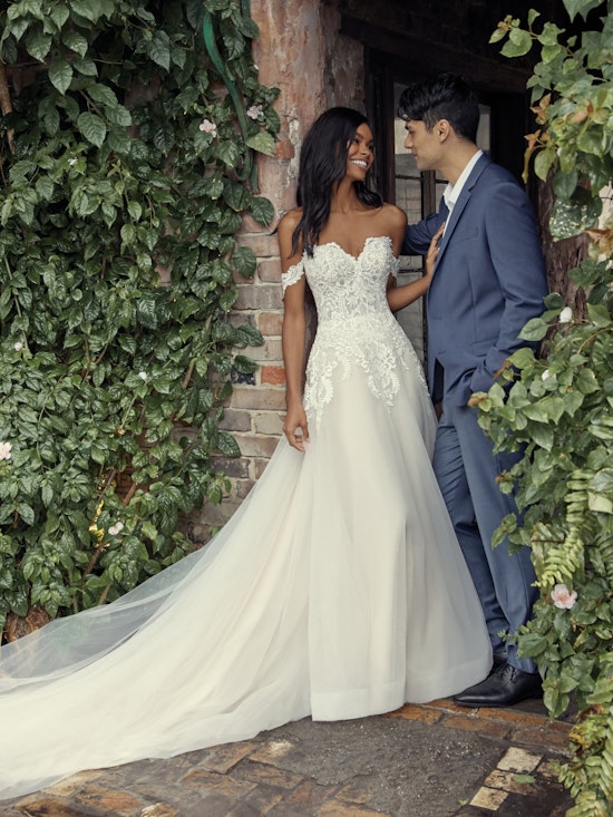 Vanessa (Curve) (CRV-9RS806ZU) Shoulder A Line Princess Wedding Dress by Rebecca Ingram