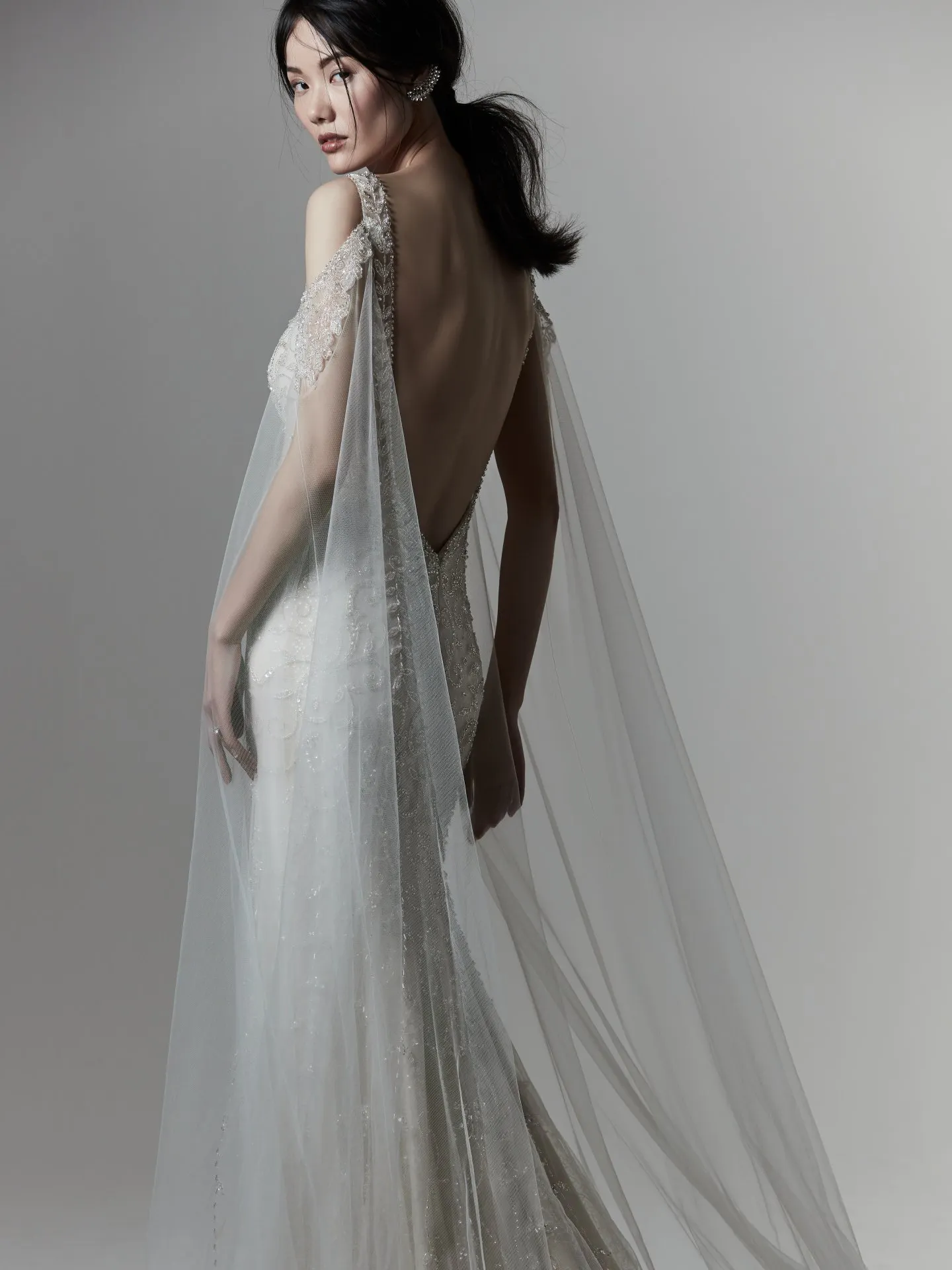 Bentley  Beaded Vintage Dress and Detachable Cape Wedding Dress by Sottero and Midgley