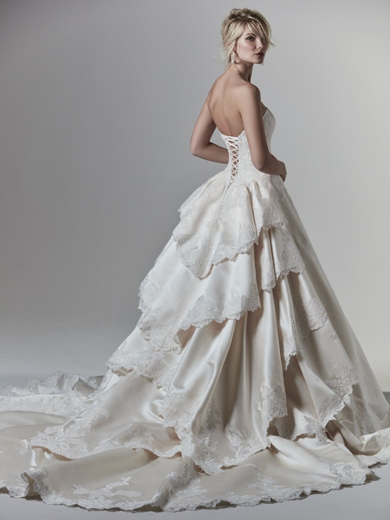Wessex (9SC829ZU) Tiered Train Satin Ballgown Wedding Dress by Sottero and Midgley