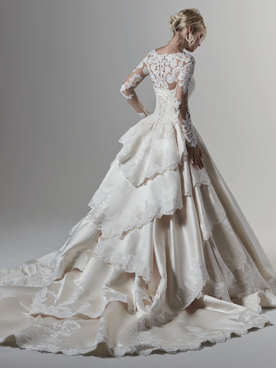 Wessex (9SC829ZU) Tiered Train Satin Ballgown Wedding Dress by Sottero and Midgley