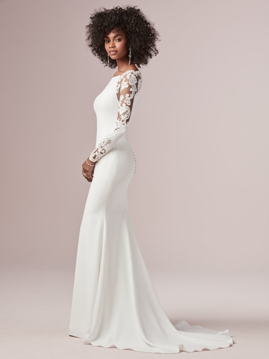 Bethany (9RW909) Long Lace Sleeve Simple Wedding Dress by Rebecca Ingram