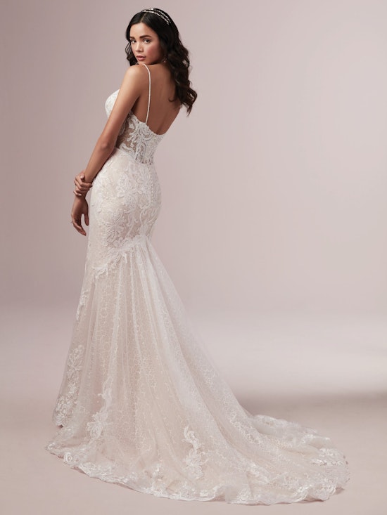 Laurette (9RS892) V Neckline Lace Wedding Dress by Rebecca Ingram