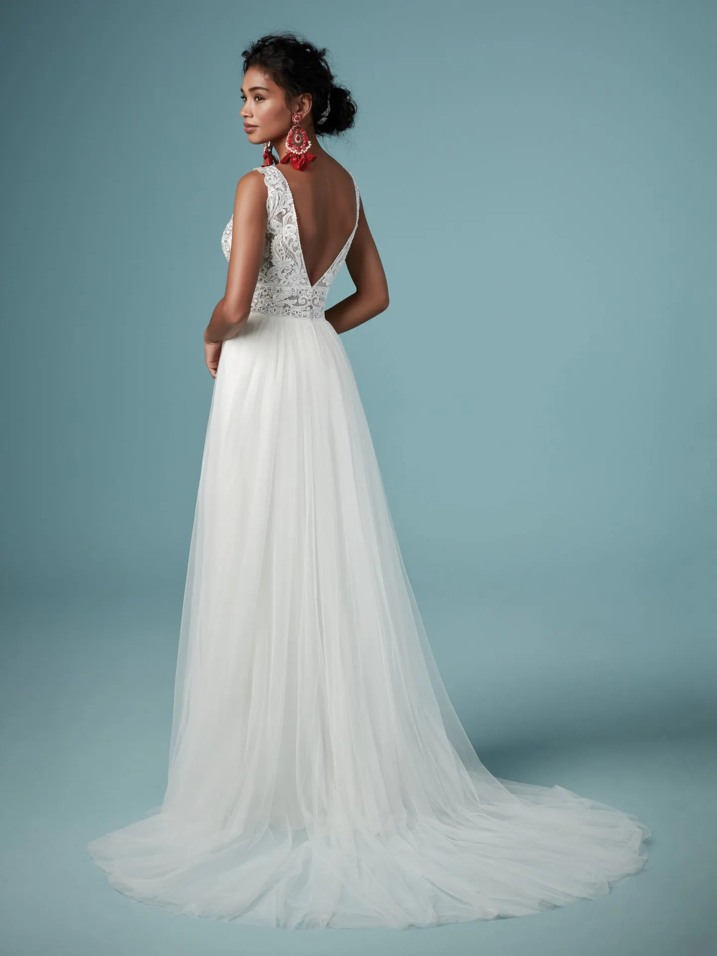 Maureen  Lace and Tulle A Line Boho Wedding Dress by Maggie Sottero