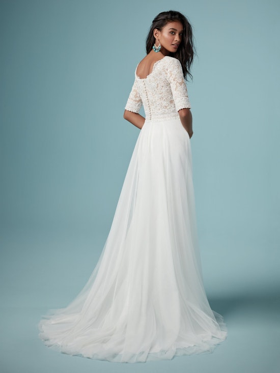Monarch Leigh (9MS876) Half Sleeve Modest Lace Wedding Dress by Maggie Sottero