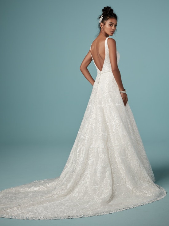 Monica (9MT824) Brocade A Line Wedding Dress by Maggie Sottero