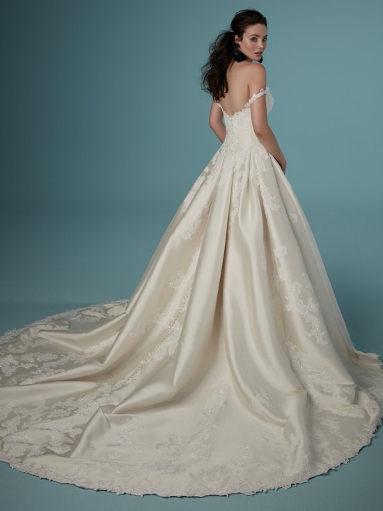 Sheridan (Curve) (CRV-9MC912) ace and Mikado Ballgown Wedding Dress by Maggie Sottero