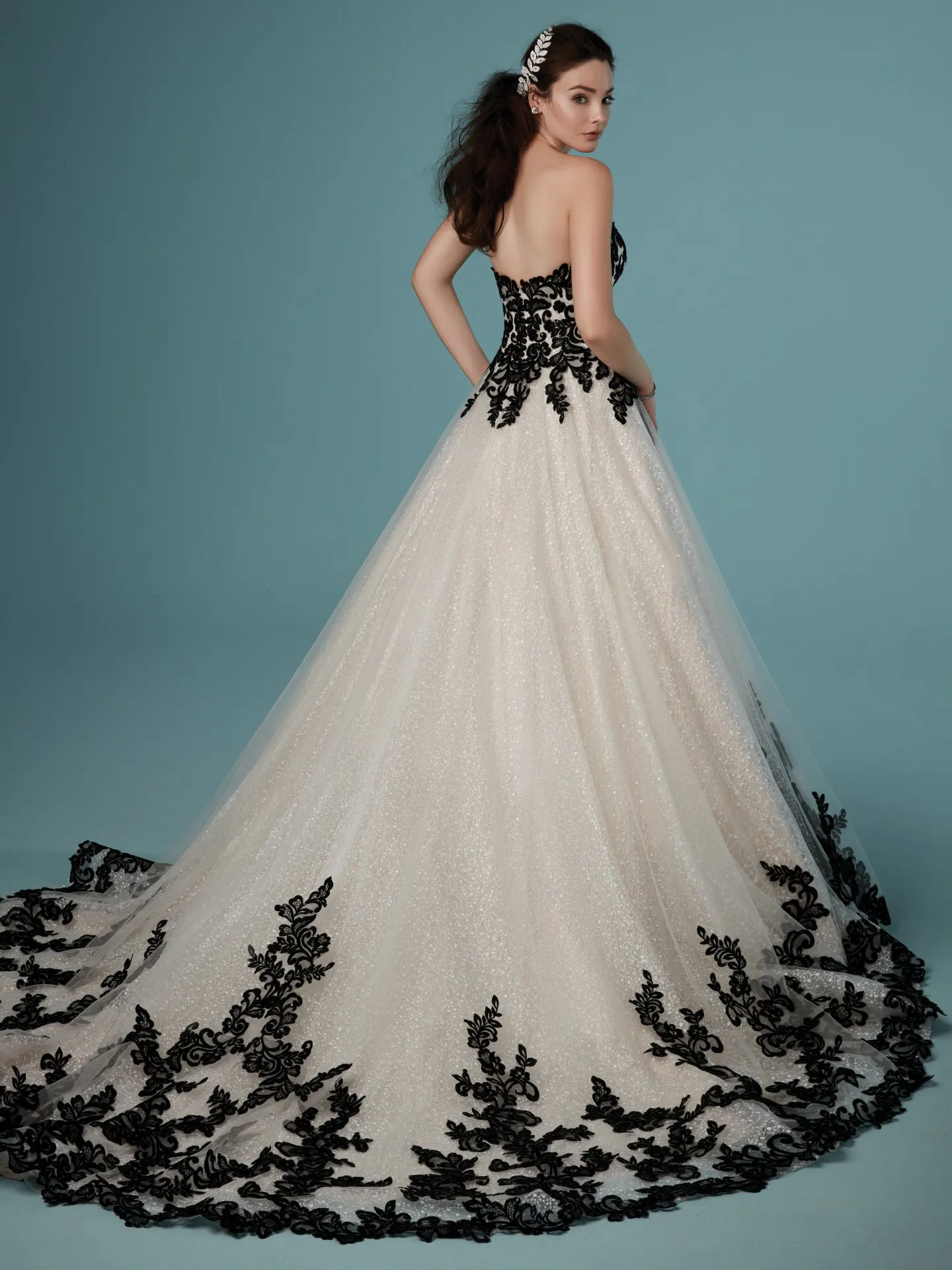 Tristyn  Black and Champagne Ballgown Wedding Dress by Maggie Sottero