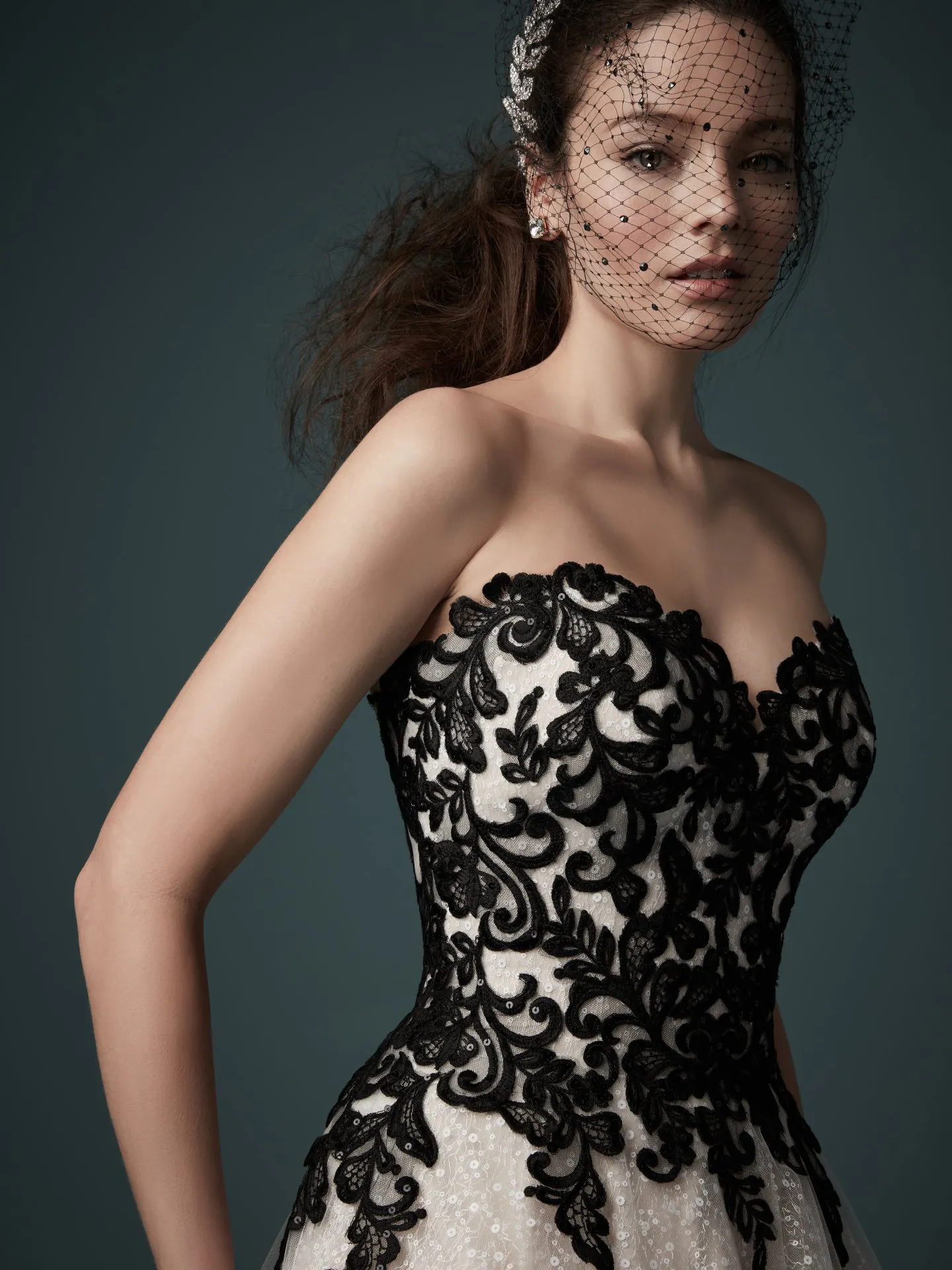 Tristyn  Black and Champagne Ballgown Wedding Dress by Maggie Sottero