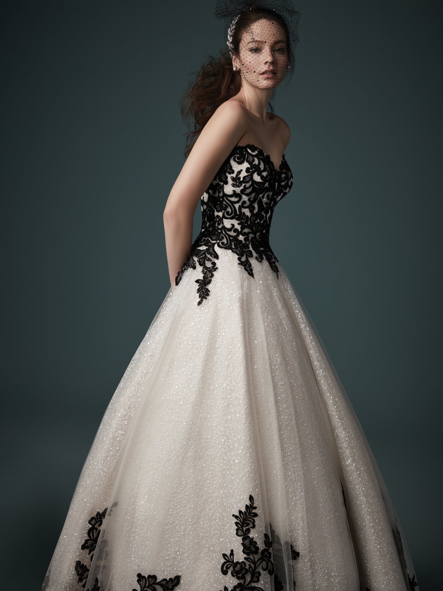 Black and White Lace Ball Gown Wedding Dress ET3034 – JoJo Shop