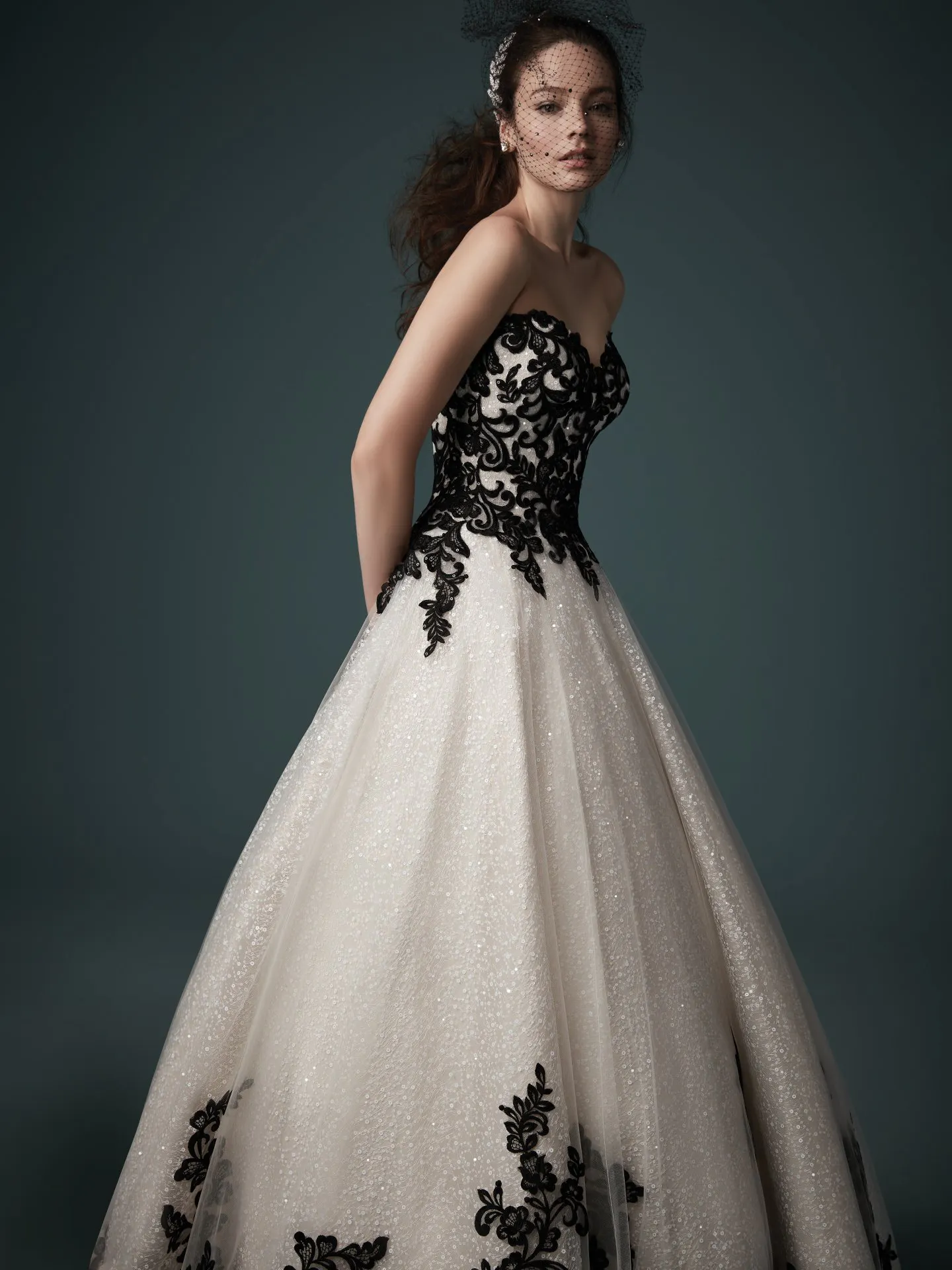Tristyn  Black and Champagne Ballgown Wedding Dress by Maggie Sottero