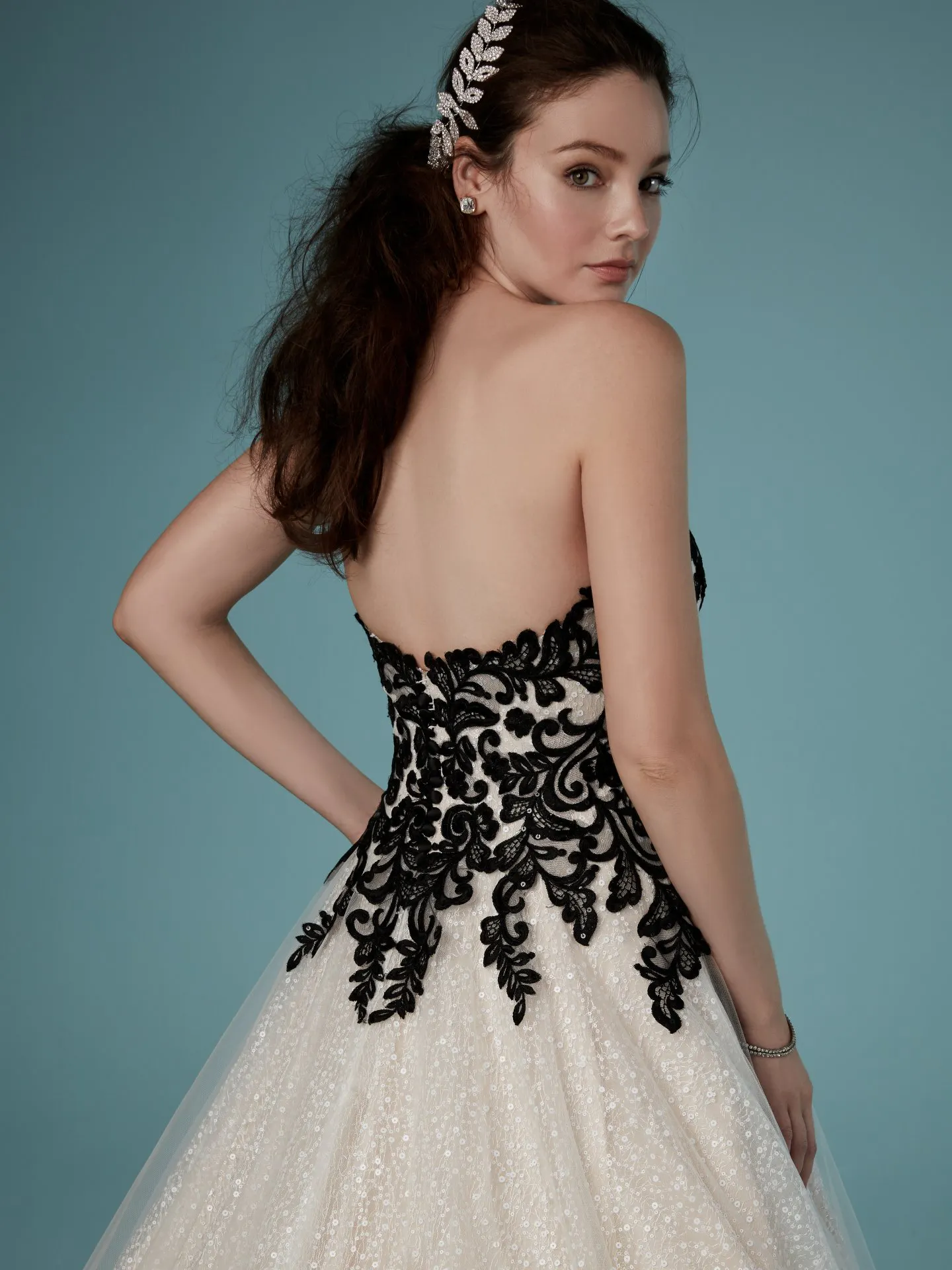 Tristyn  Black and Champagne Ballgown Wedding Dress by Maggie Sottero