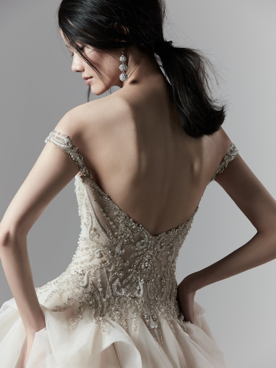 Wesley (9SS854) Beaded Vintage Bodice with Layered Ballgown Wedding Dress by Sottero and Midgley
