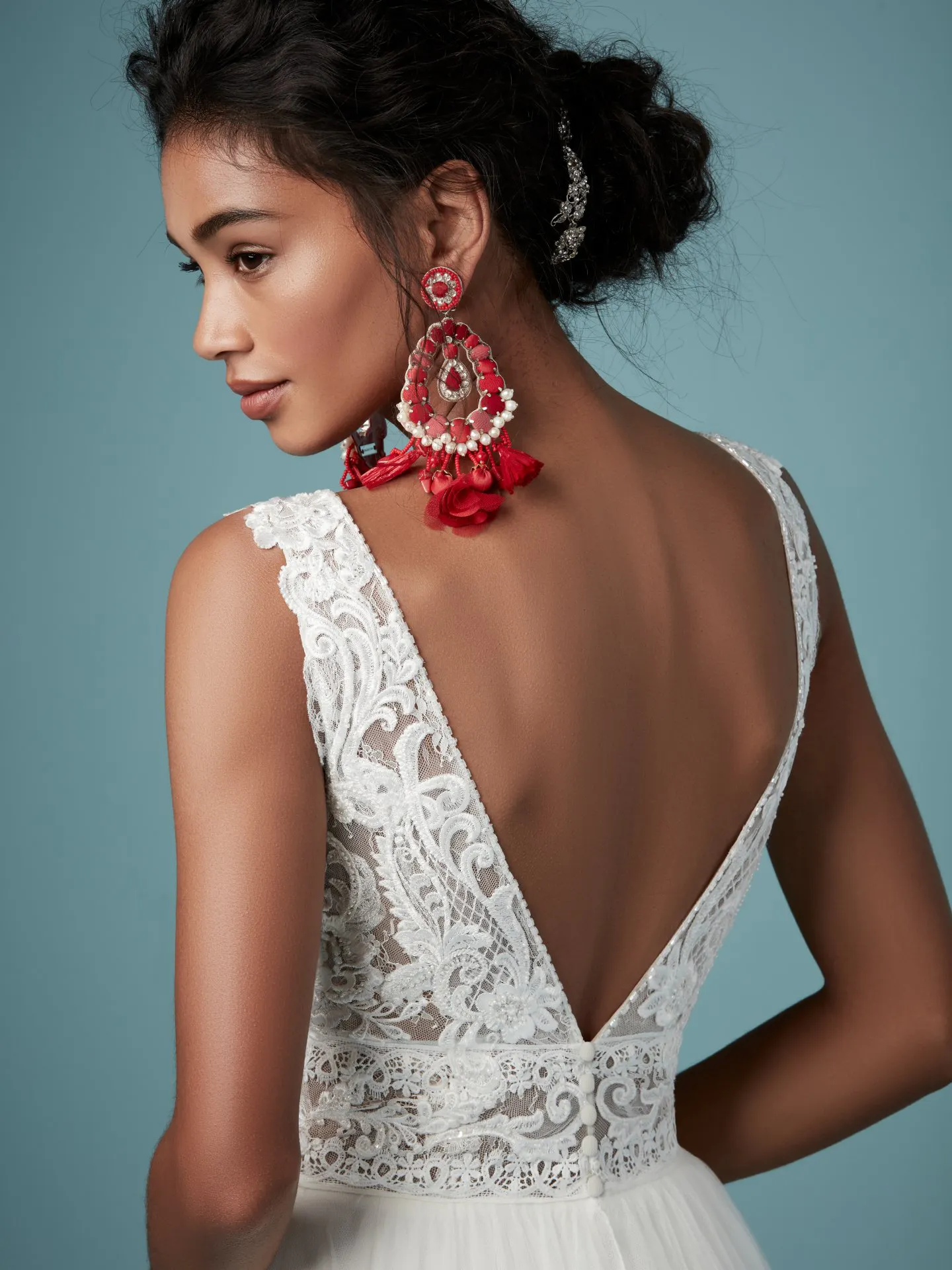 Maureen  Lace and Tulle A Line Boho Wedding Dress by Maggie Sottero
