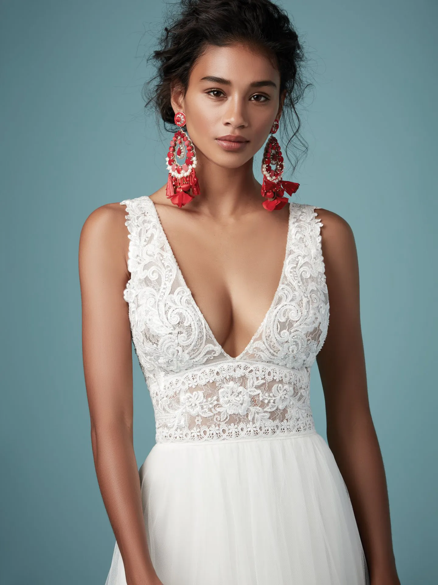Maureen  Lace and Tulle A Line Boho Wedding Dress by Maggie Sottero