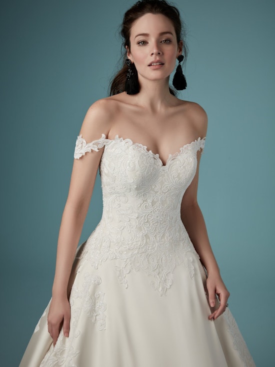 Sheridan (Curve) (CRV-9MC912) ace and Mikado Ballgown Wedding Dress by Maggie Sottero