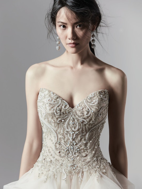 Wesley (9SS854) Beaded Vintage Bodice with Layered Ballgown Wedding Dress by Sottero and Midgley