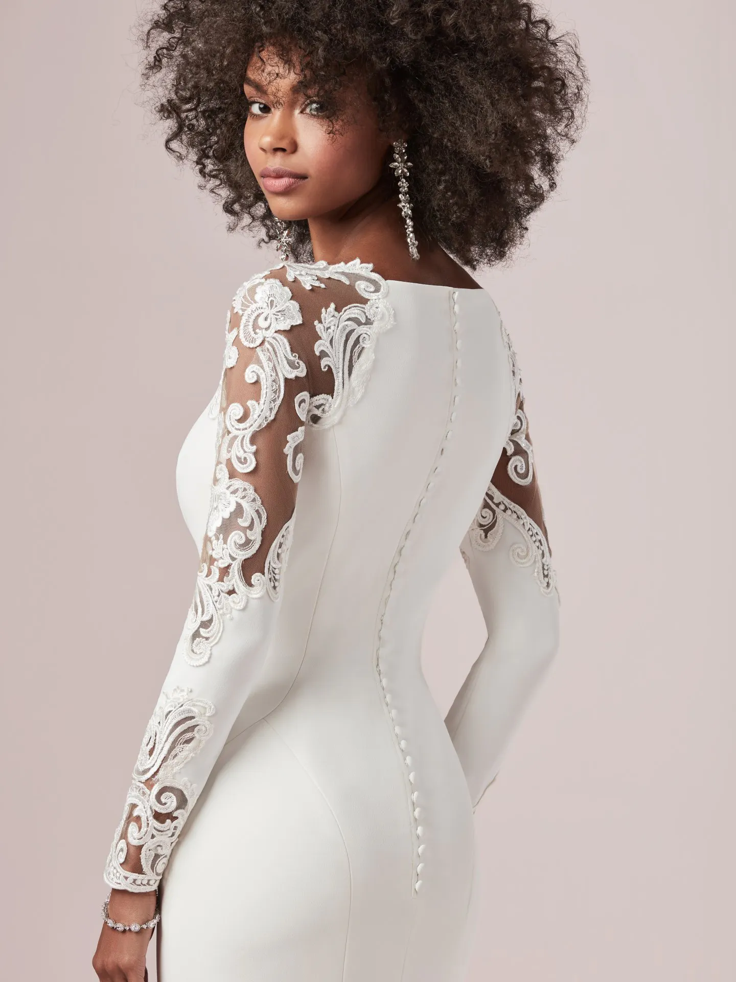 Bethany Long Lace Sleeve Simple Wedding Dress by Rebecca Ingram