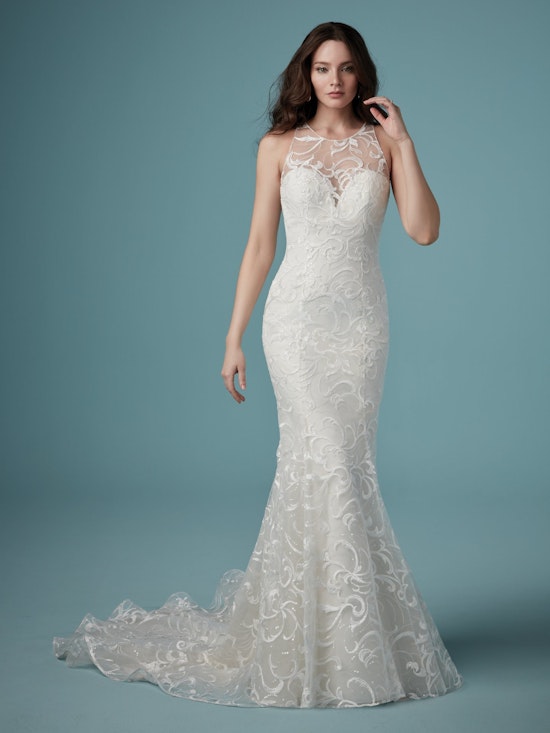 Colbie (9MS905) Unique Sequined Lace Wedding Dress by Maggie Sottero
