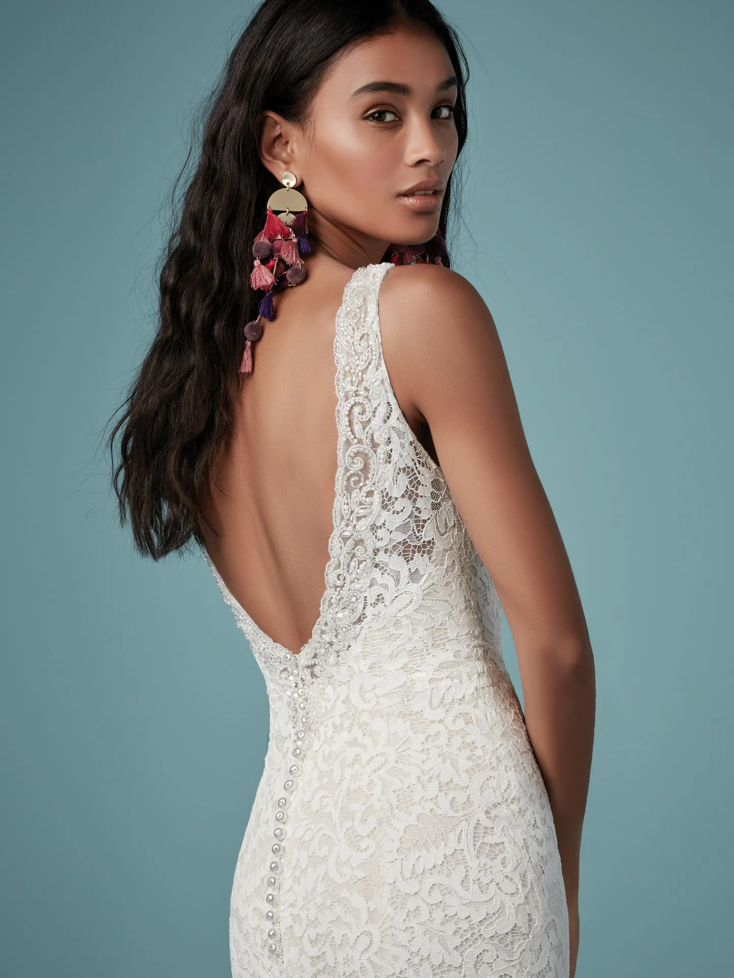 Hepburn V Neckline Lace Fit and Flare Wedding Dress by Maggie Sottero