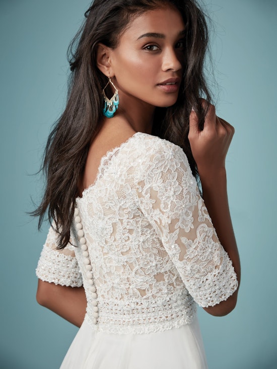 Monarch Leigh (9MS876) Half Sleeve Modest Lace Wedding Dress by Maggie Sottero