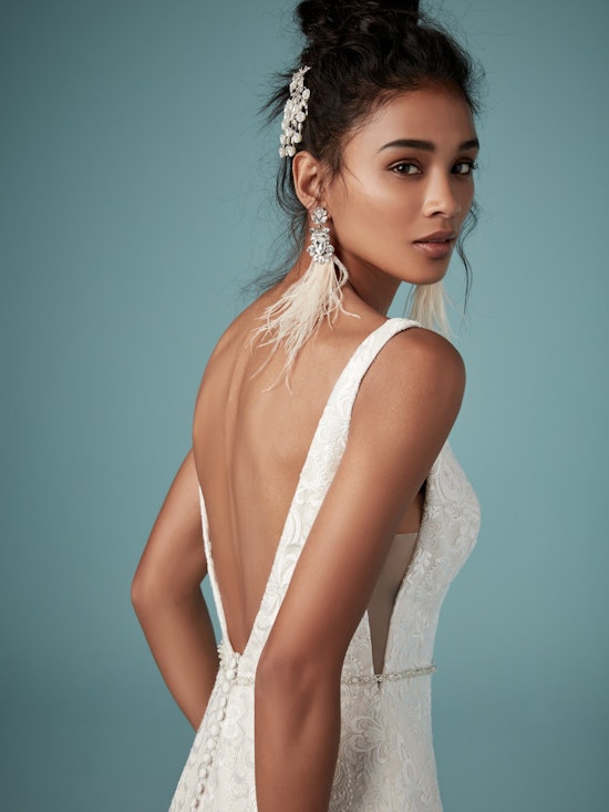Monica (9MT824) Brocade A Line Wedding Dress by Maggie Sottero