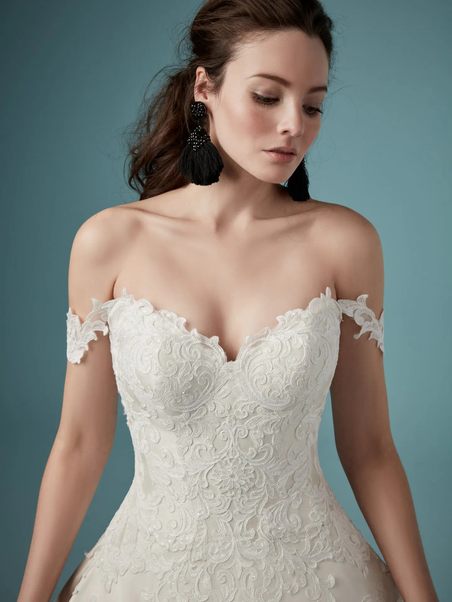Sheridan ace and Mikado Ballgown Wedding Dress by Maggie Sottero
