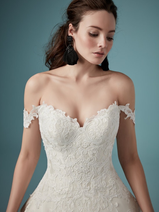 Sheridan (Curve) (CRV-9MC912) ace and Mikado Ballgown Wedding Dress by Maggie Sottero