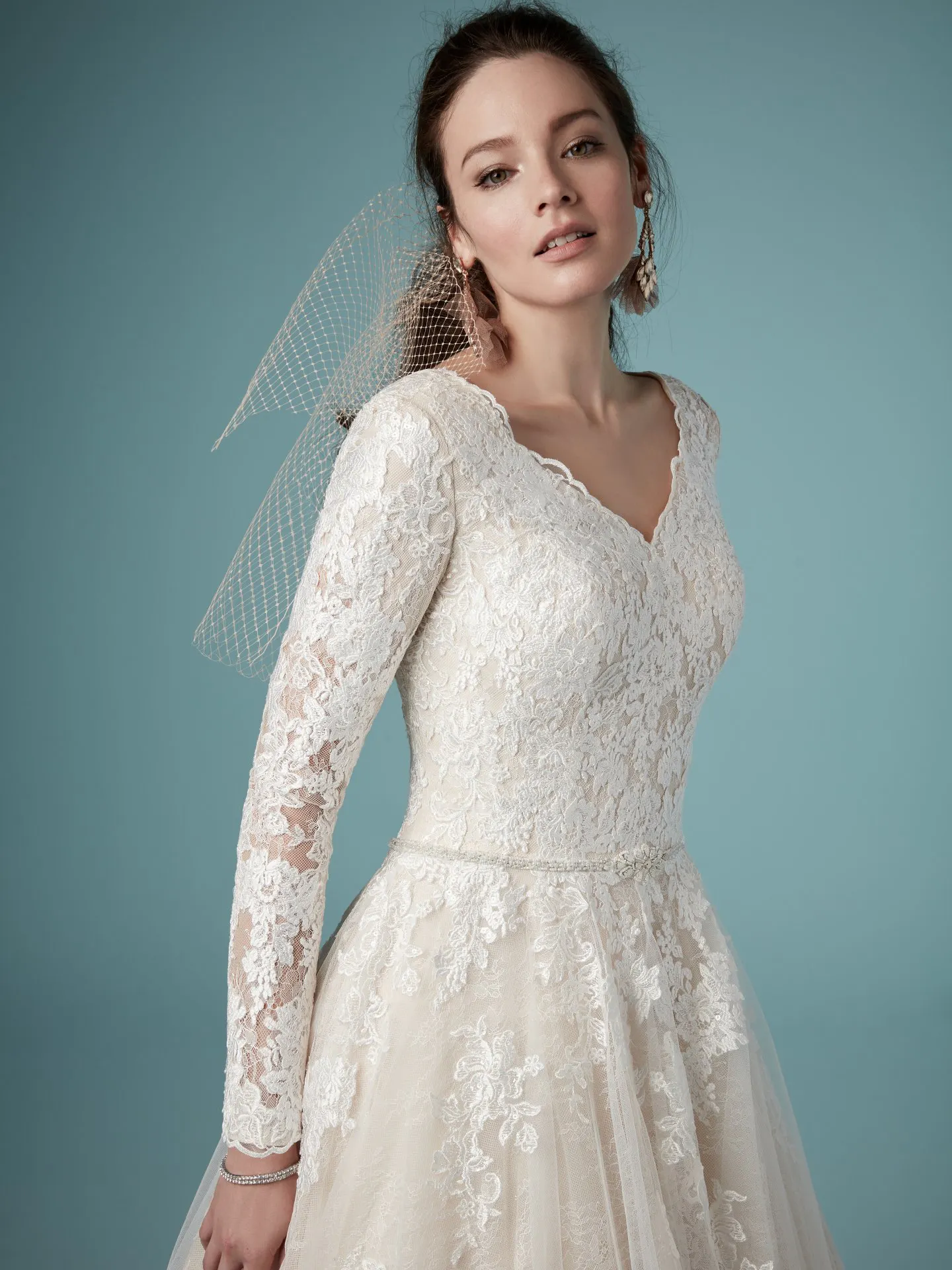 Shiloh Leigh  Long Sleeve Modest Lace Wedding Dress by Maggie Sottero