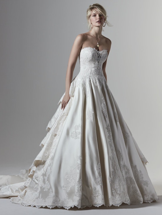 Wessex (9SC829ZU) Tiered Train Satin Ballgown Wedding Dress by Sottero and Midgley
