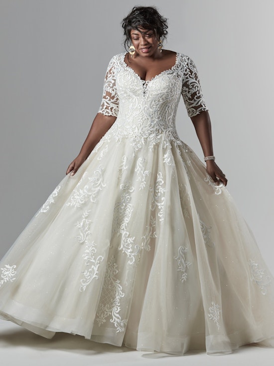 River Lynette Dawn (Curve) (9SC841ACMC) Sleeved Lace Ballgown Wedding Dress by Sottero and Midgley